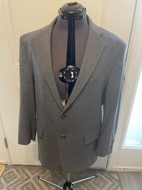 Jos. A. Bank 44R Gray Wool Cashmere Blazer - Classic Two-Button Formal Jacket